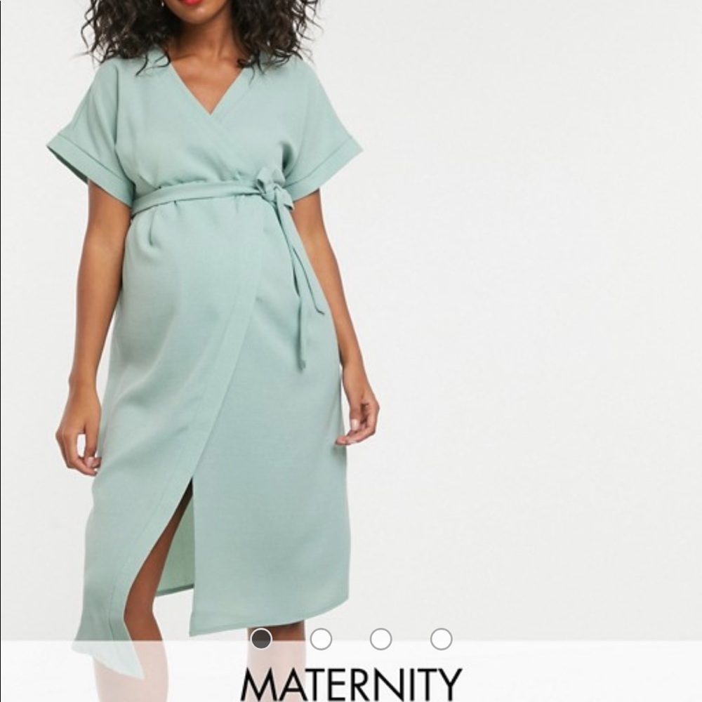 Maternity wrap midi dress